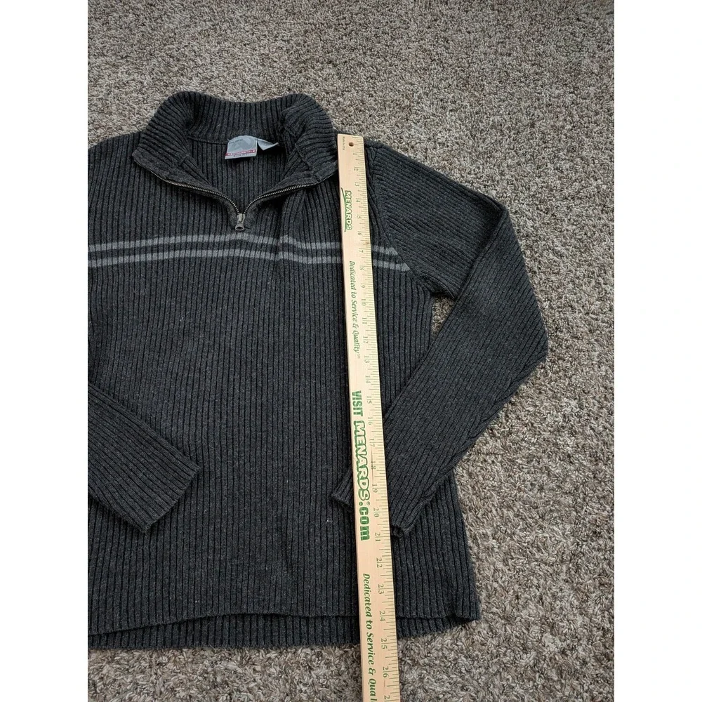 Aeropostale‎ Men's Sweater Pullover 1/4 Zip Gray Ribbed Knit Large Y2K